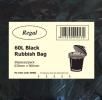 RUBBISH BIN LINERS 60L 650MM x 900MM 50 PER